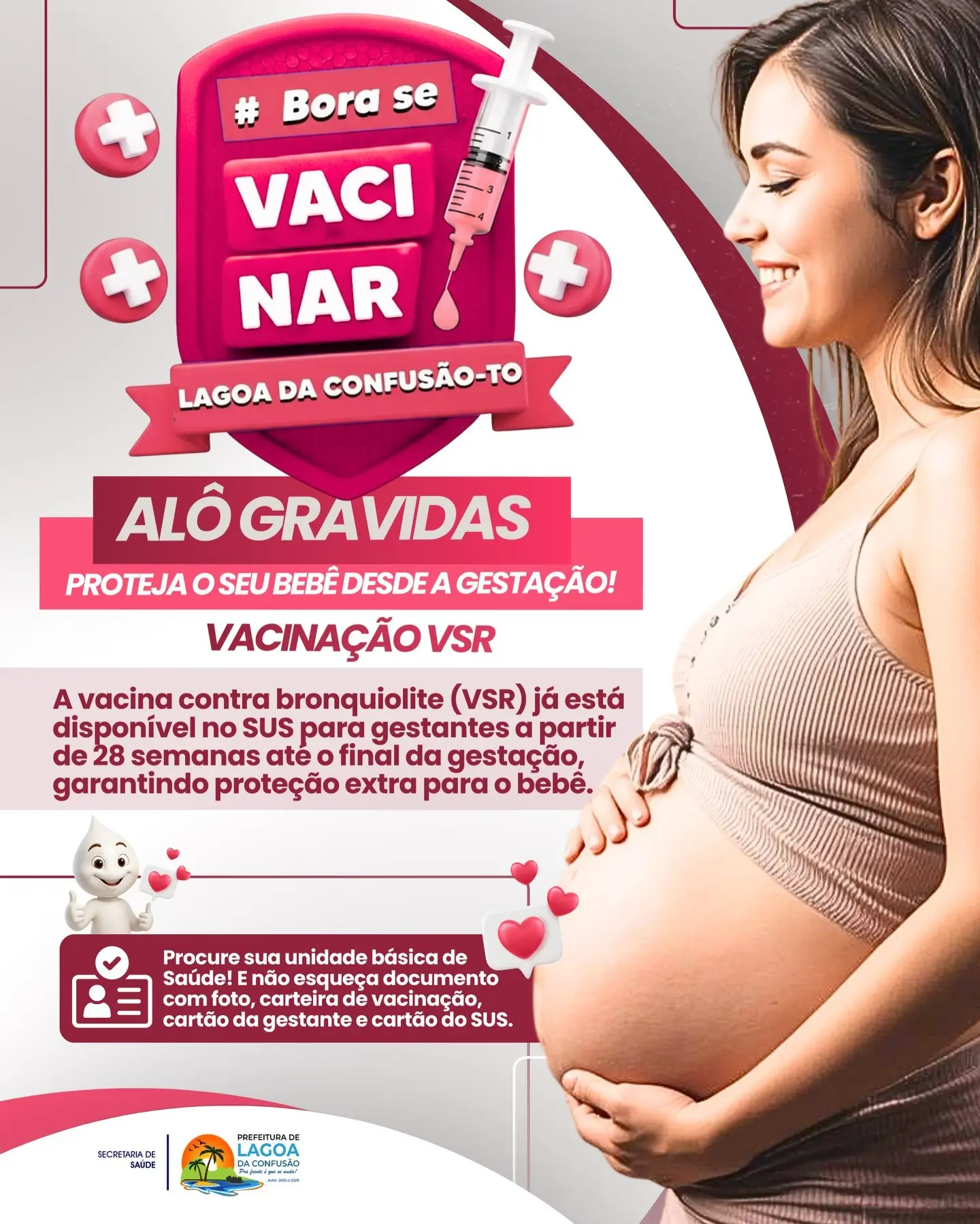 Prefeitura de Lagoa da Confusão disponibiliza vacina contra o Vírus Sincicial Respiratório para gestantes nas UBSs