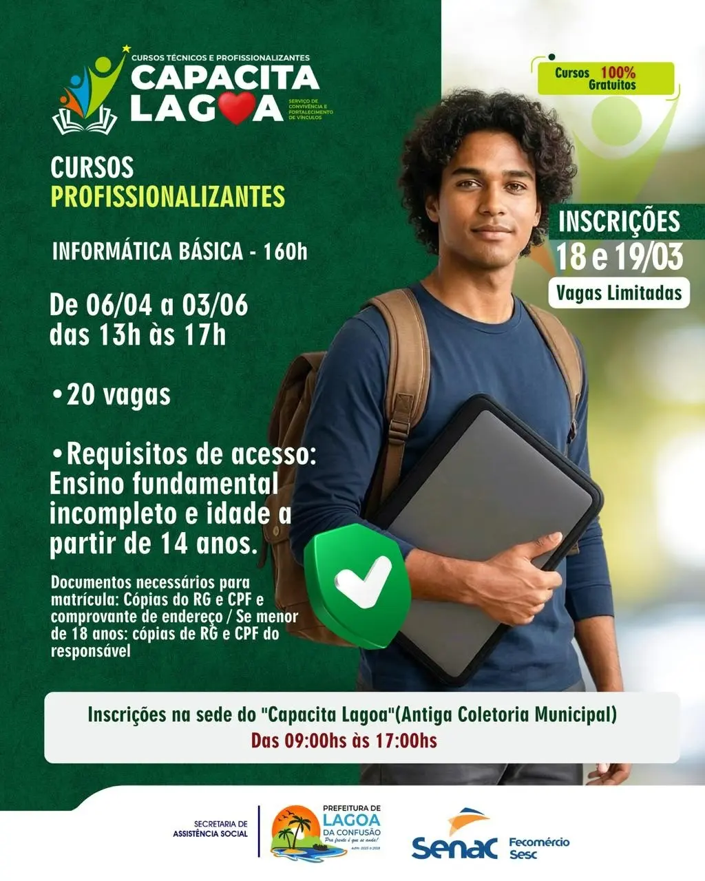 Capacita Lagoa abre inscrições para novos cursos gratuitos de qualificação profissional
